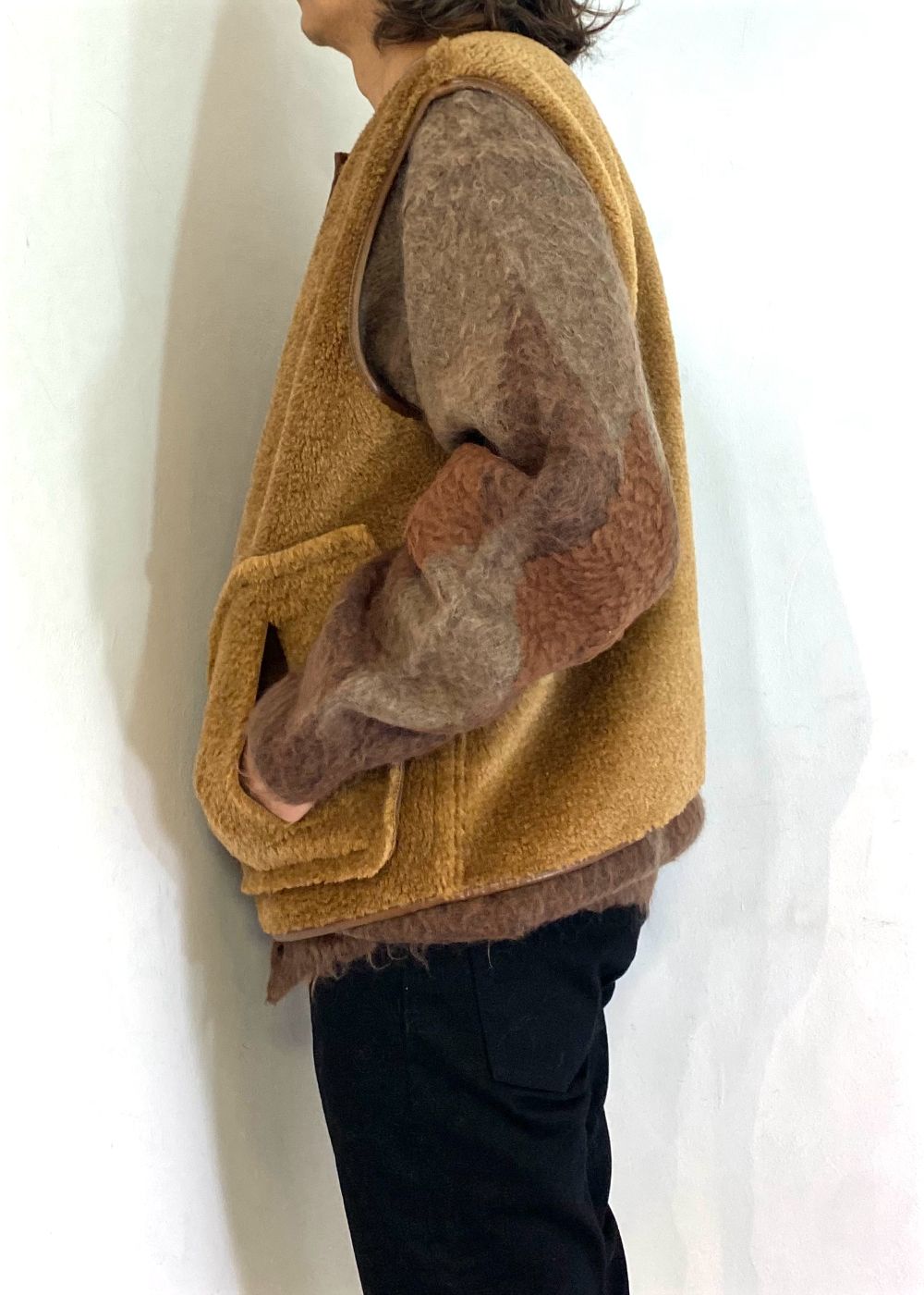 Vegan Mouton Vest (BROWN) / ビーガン ムートン ベスト
