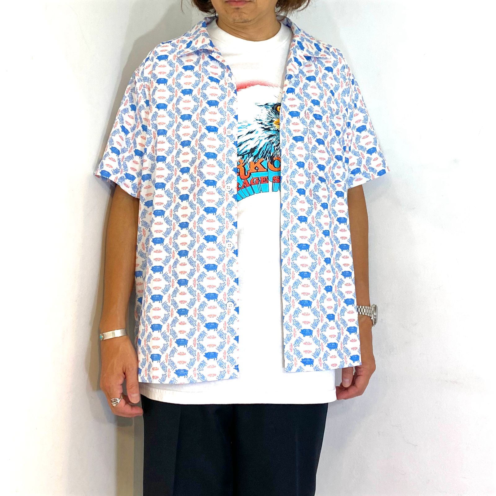 PORK AOP SHIRT (WHITE) / オリジナル プリント シャツ