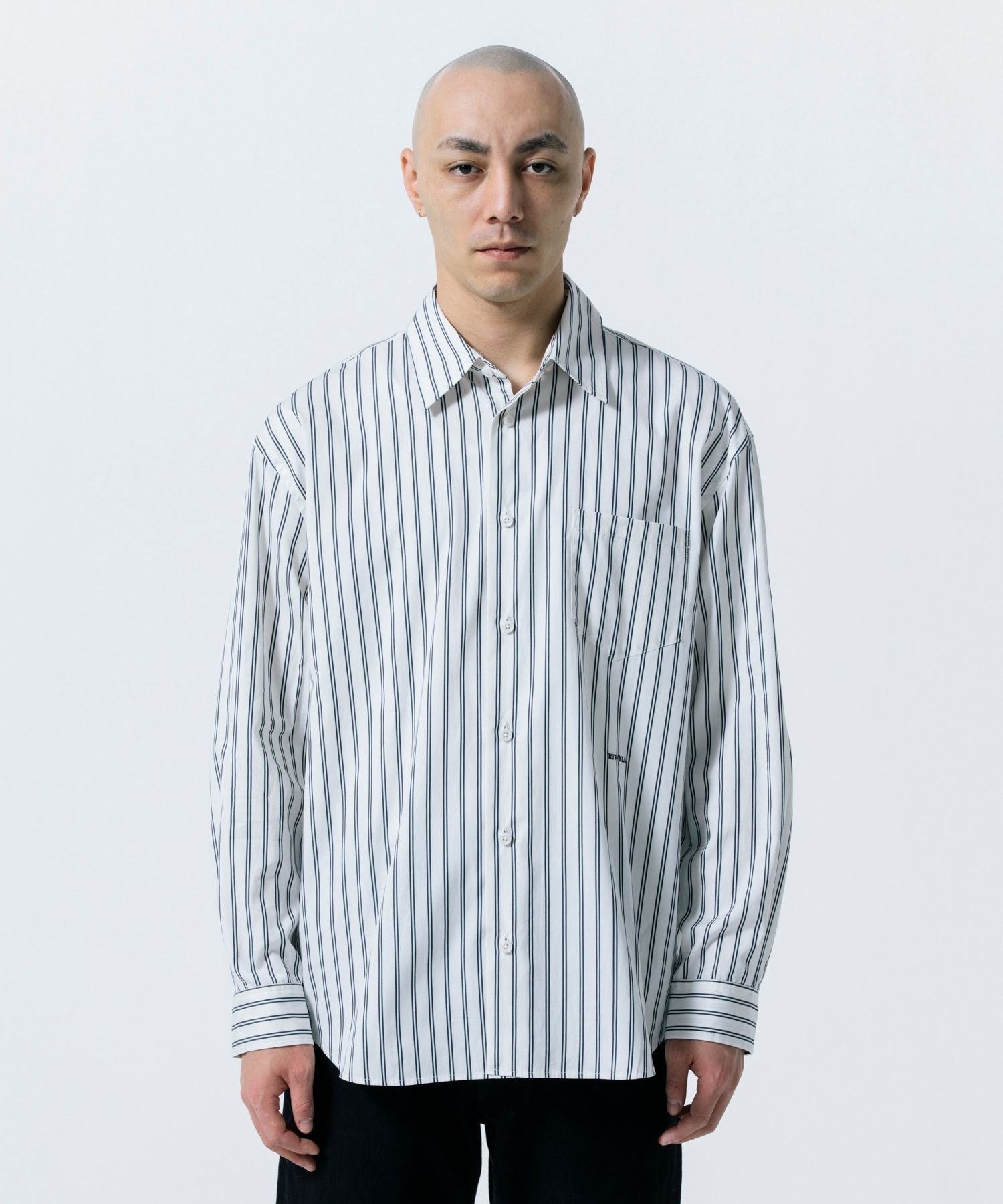 R9 STRIPE SHIRT (WHITE5254) / オープンカラー ストライプ シャツ