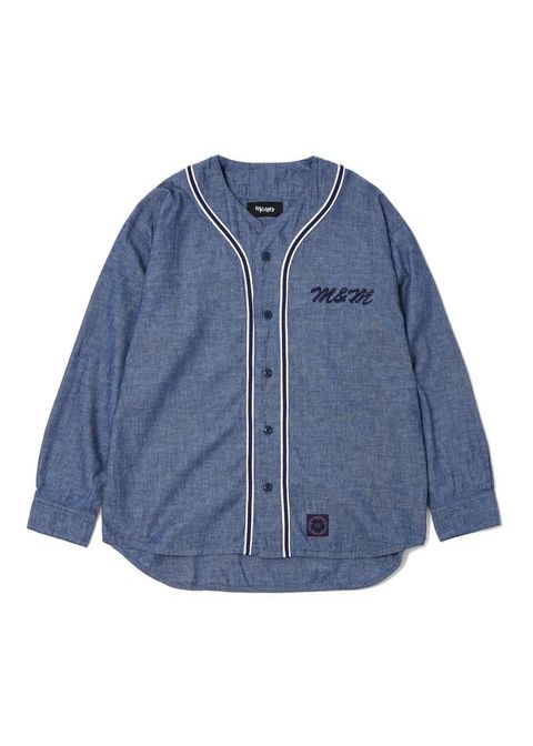 ×MASSES BASEBALL SHIRT L/S (INDIGO) / マシス コラボレーション ベースボールシャツ