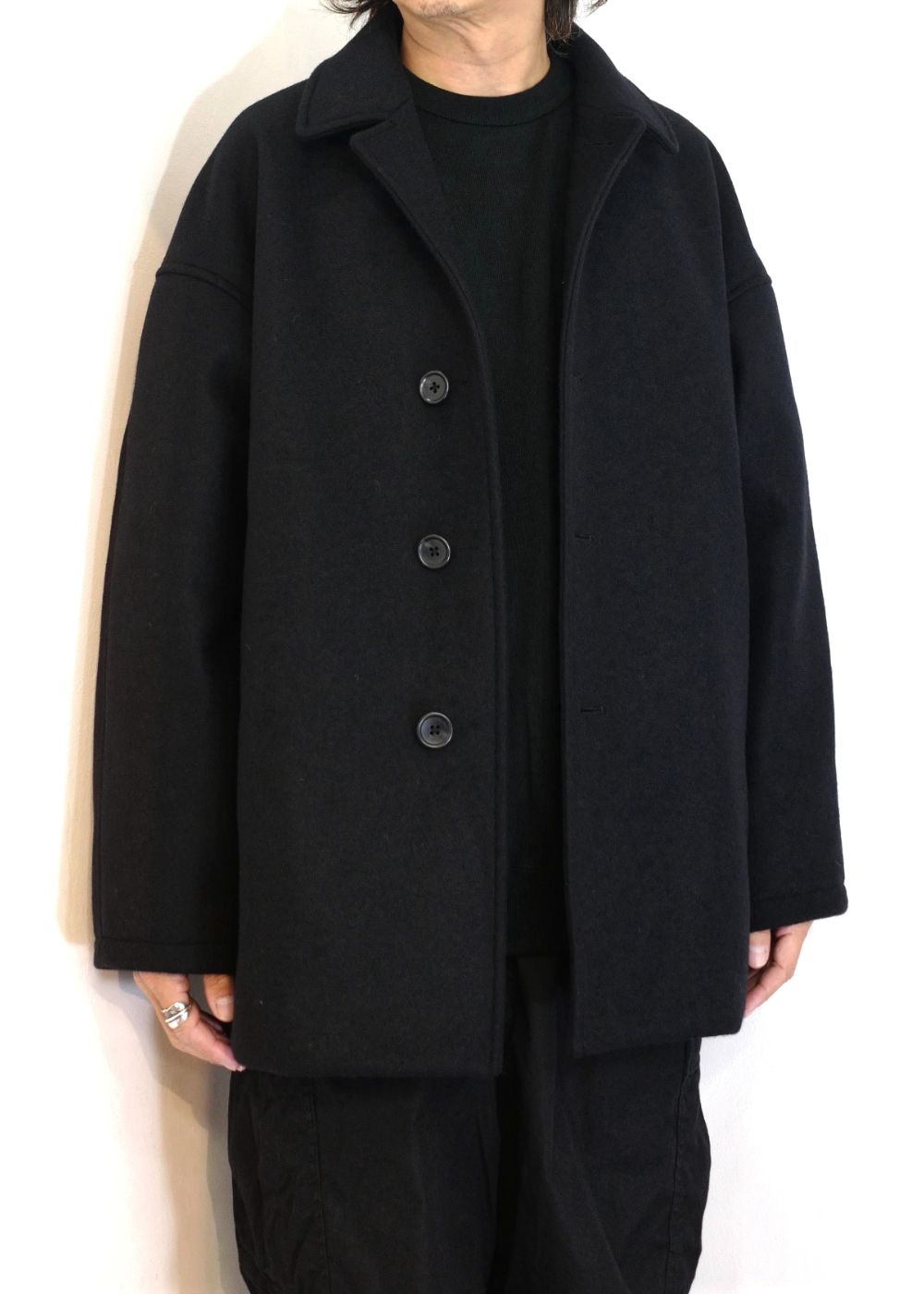 COOTIE PRODUCTIONS - Wool Melton Short Coat (BLACK) / メルトン ショート コート |  LOOPHOLE