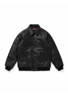 Leather Varsity Jacket (BLACK/BLACK) / 西浦徹 コラボ レザー ジャケット