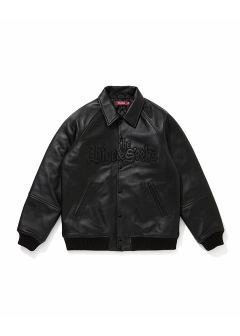 Leather Varsity Jacket (BLACK/BLACK) / 西浦徹 コラボ レザー ジャケット