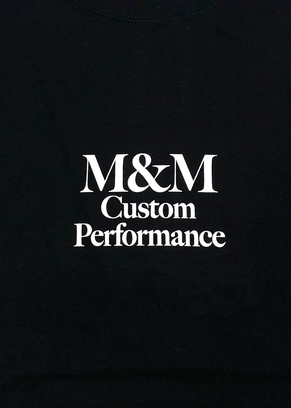 M＆M Customperformance 本立て ウッド　黒×白　ロゴ　★ M&M CUSTOM PERFORMANCE - PRINT S/S TEE (BLACK) / ×TAMAGAWA