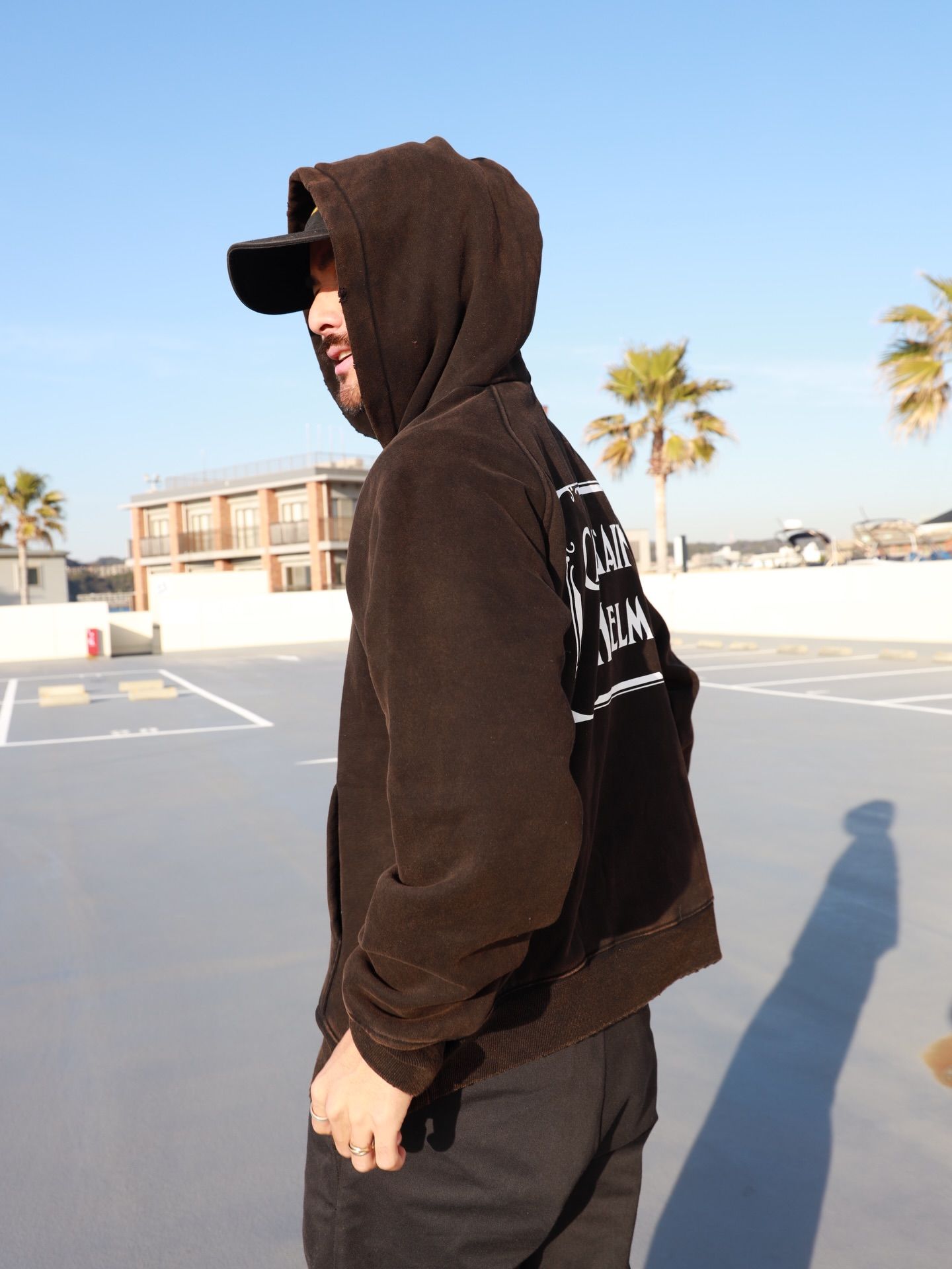 VINTAGE LOGO HOODIE (VINTAGE BLACK) / ヴィンテージ加工 ロゴ スウェット パーカー