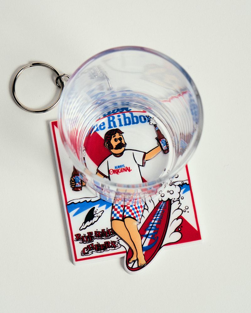 × Pabst Blue Ribbon RUBBER COASTER (WHITE) / ×パブストブルーリボン コラボ キーホルダー コースター