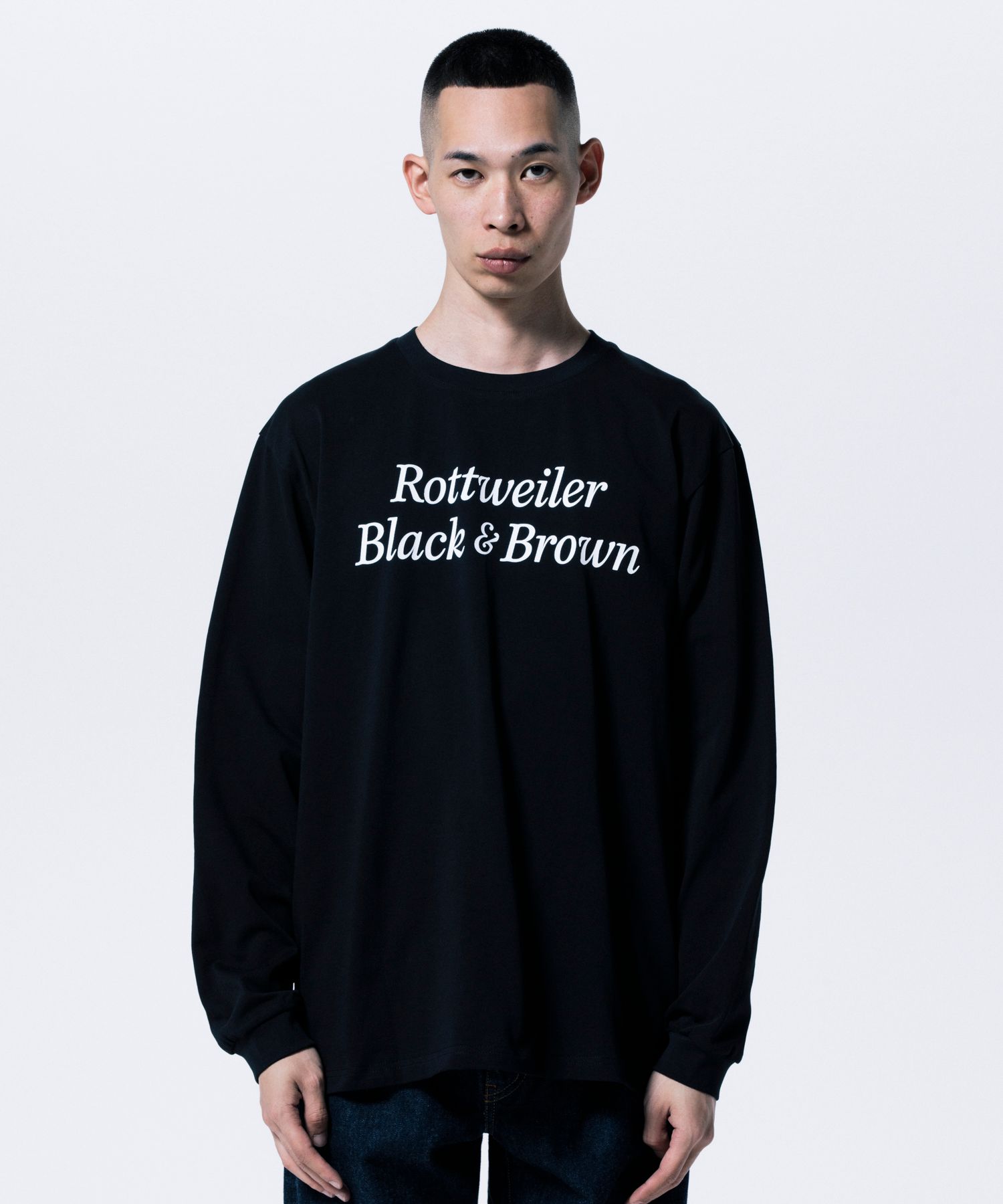 R9 B&B LS TEE (BLACK) /  オリジナル ロゴプリント ロングスリーブ Tシャツ
