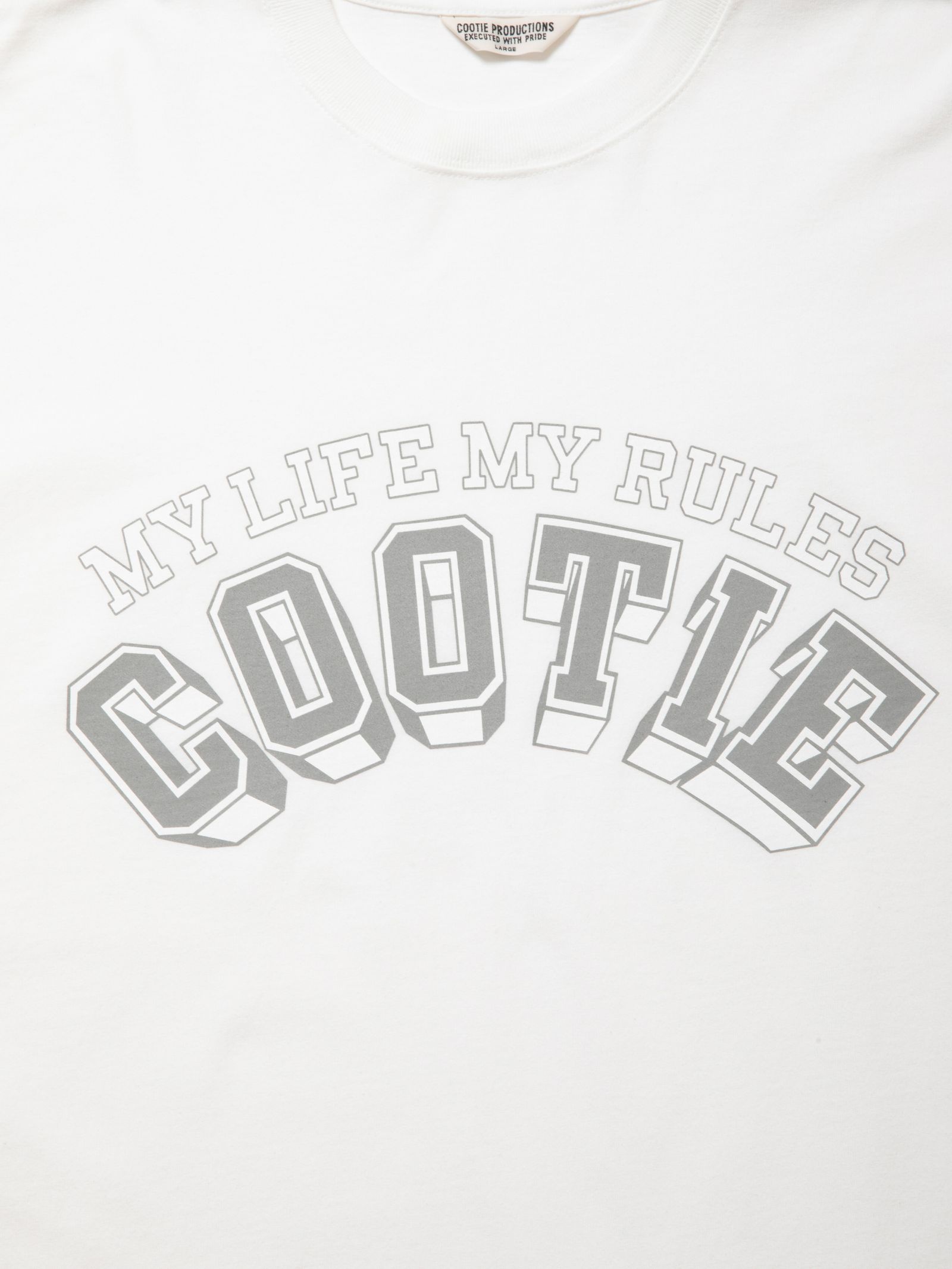 COOTIE PRODUCTIONS - Open End Yarn Print S/S Tee (WHITE) / ロゴ プリント ビッグTシャツ  | LOOPHOLE
