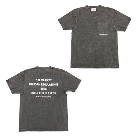 C.H. VARSITY POCKET SS TEE (WASHED BLACK) / ロゴ プリント ピグメント Tシャツ