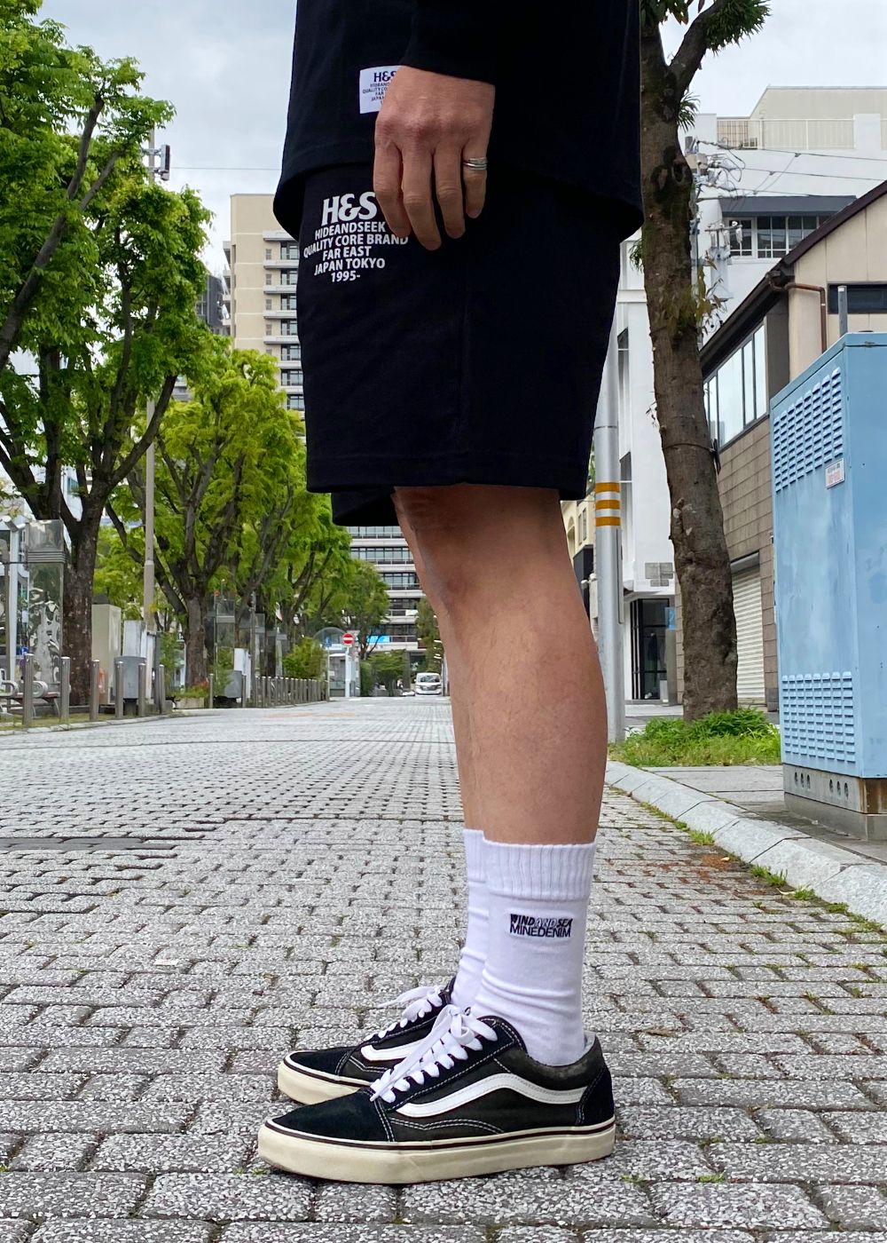 H&S Short (BLACK) / ロゴ プリント イージーショーツ / セットアップ可能