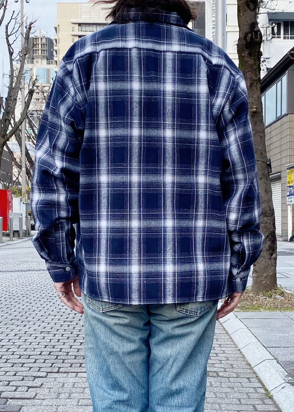 Ombre Check L/S Shirt (BLUE) / オンブレ チェック シャツ