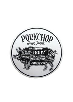 PORKCHOP CIRCLE STICKER (WHITE×BLACK) / ポークチョップ サークルステッカー