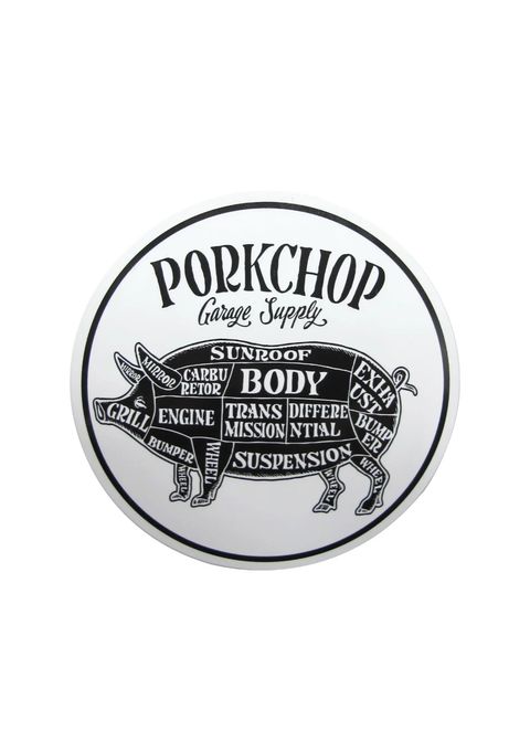 PORKCHOP CIRCLE STICKER (WHITE×BLACK) / ポークチョップ サークルステッカー