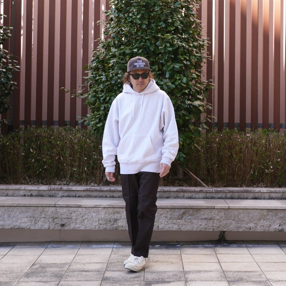 L/S HEAVY COTTON HOODED SWEAT "DAVID" (GRAY) / オリジナル スウェット パーカー
