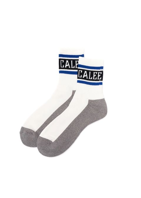 JACQUARD PILE LINE SOCKS (WHITE×BLUE) / オリジナル ラインソックス