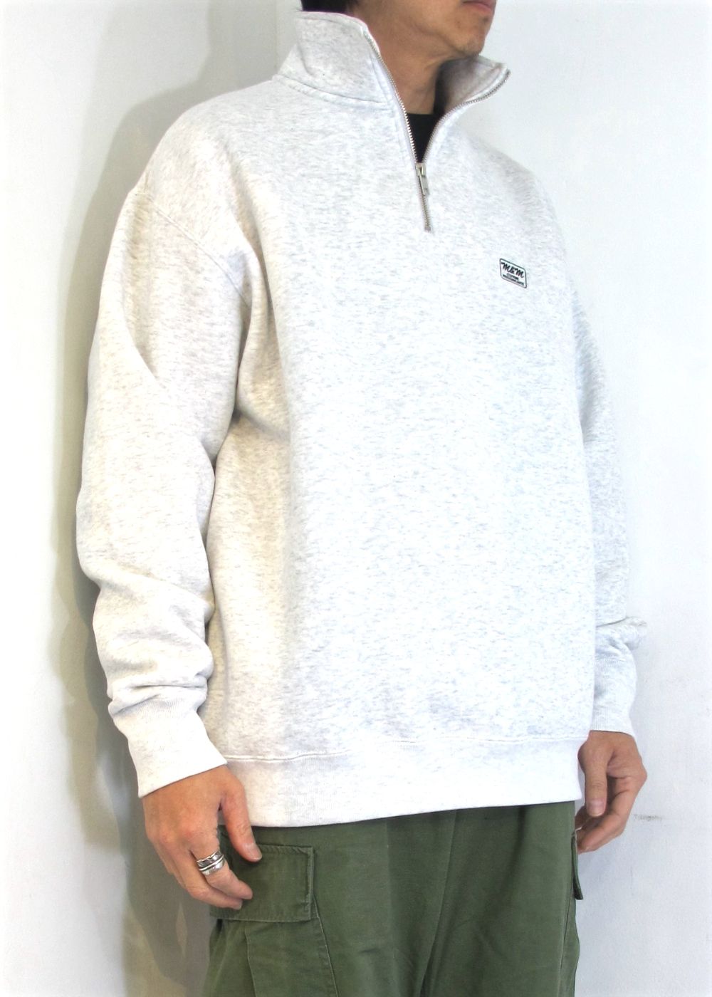 M&M CUSTOM PERFORMANCE - ZIP UP SWEAT (ASH) / ハーフ 