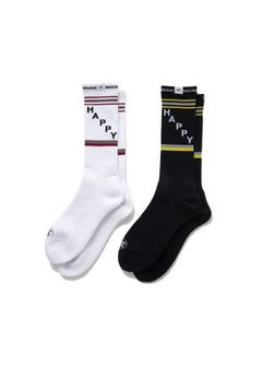 2 Pcs JACQUARD SOCKS "LARRY" (BURGUNDY) / 2パック ラインソックス