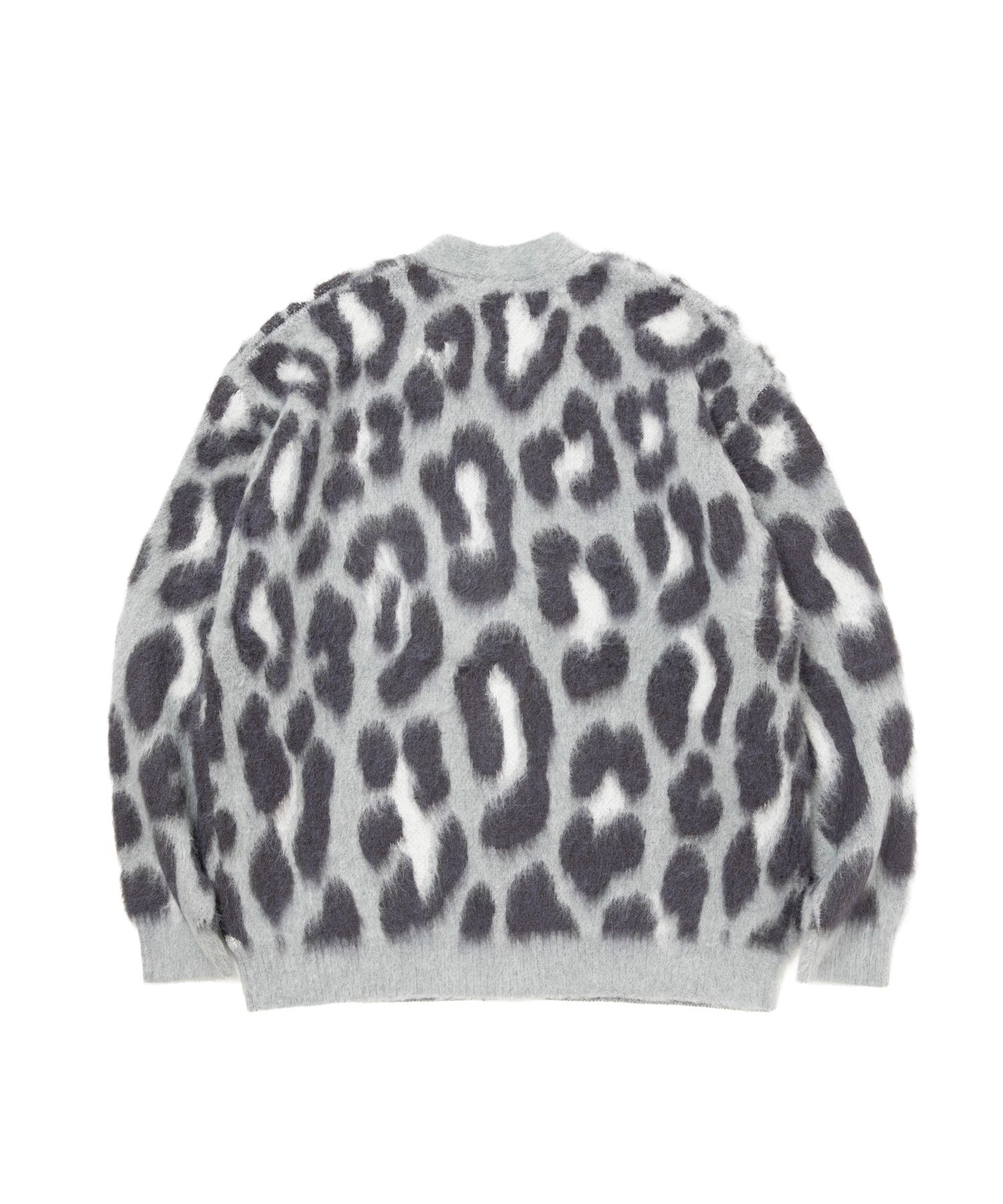 LEOPARD CARDIGAN (GRAY) / オリジナル レオパード柄 モヘア カーディガン