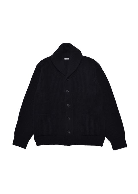 Baby Alpaca Wool Shawl Collar Knit Cardigan (BLK) / アルパカ ウール ショールカラー ニット カーディガン