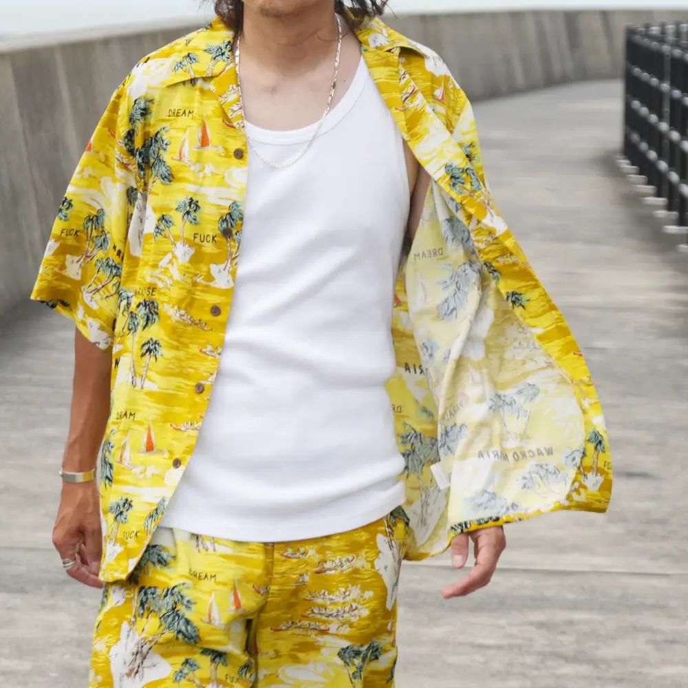 【ラスト1点】× WACKO MARIA SH (YSP) / ワコマリア コラボハワイアンシャツ / セットアップ可能