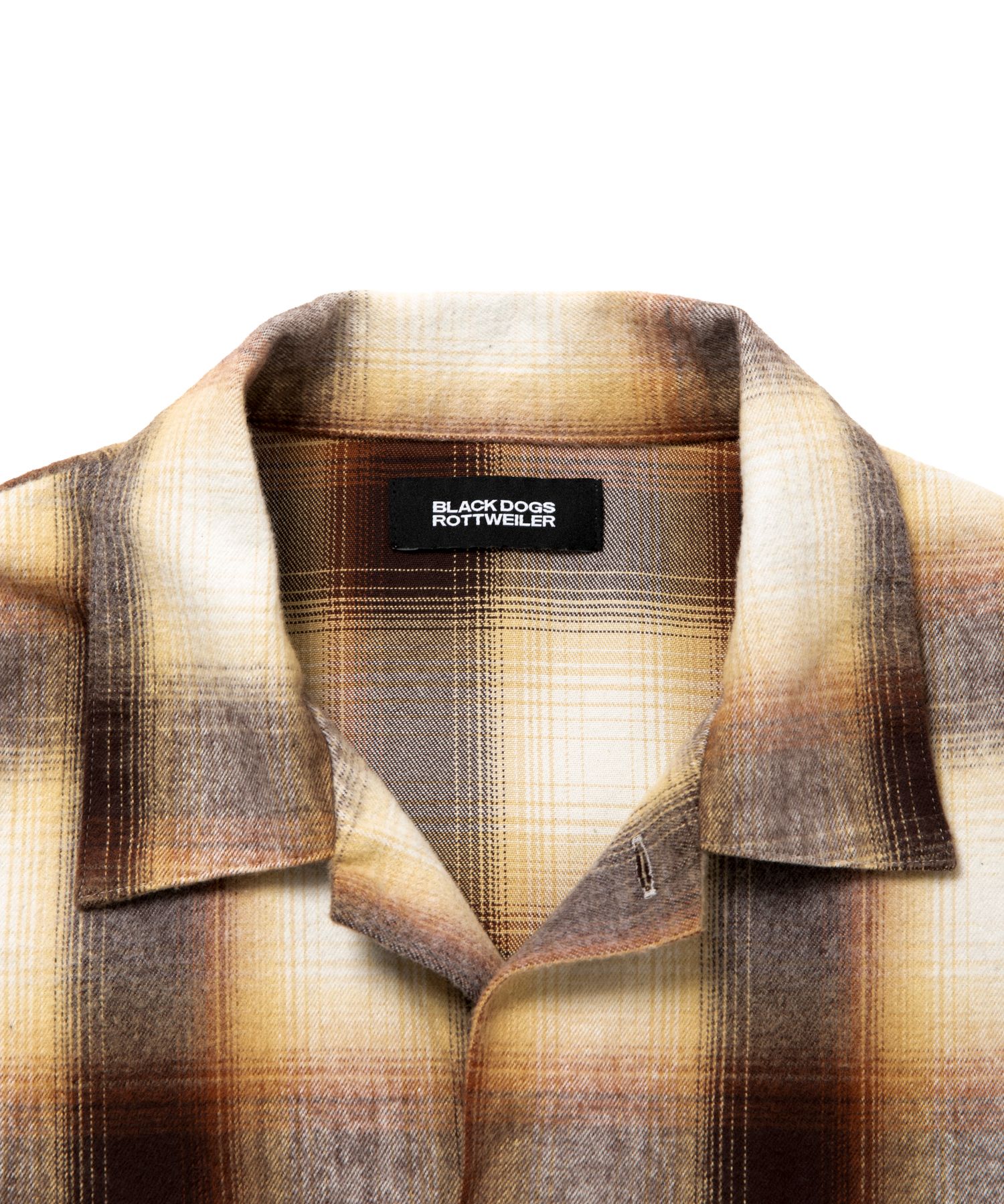 R9 OMBRE CHECK SHIRT (BROWN) / オンブレチェック オープン カラー シャツ