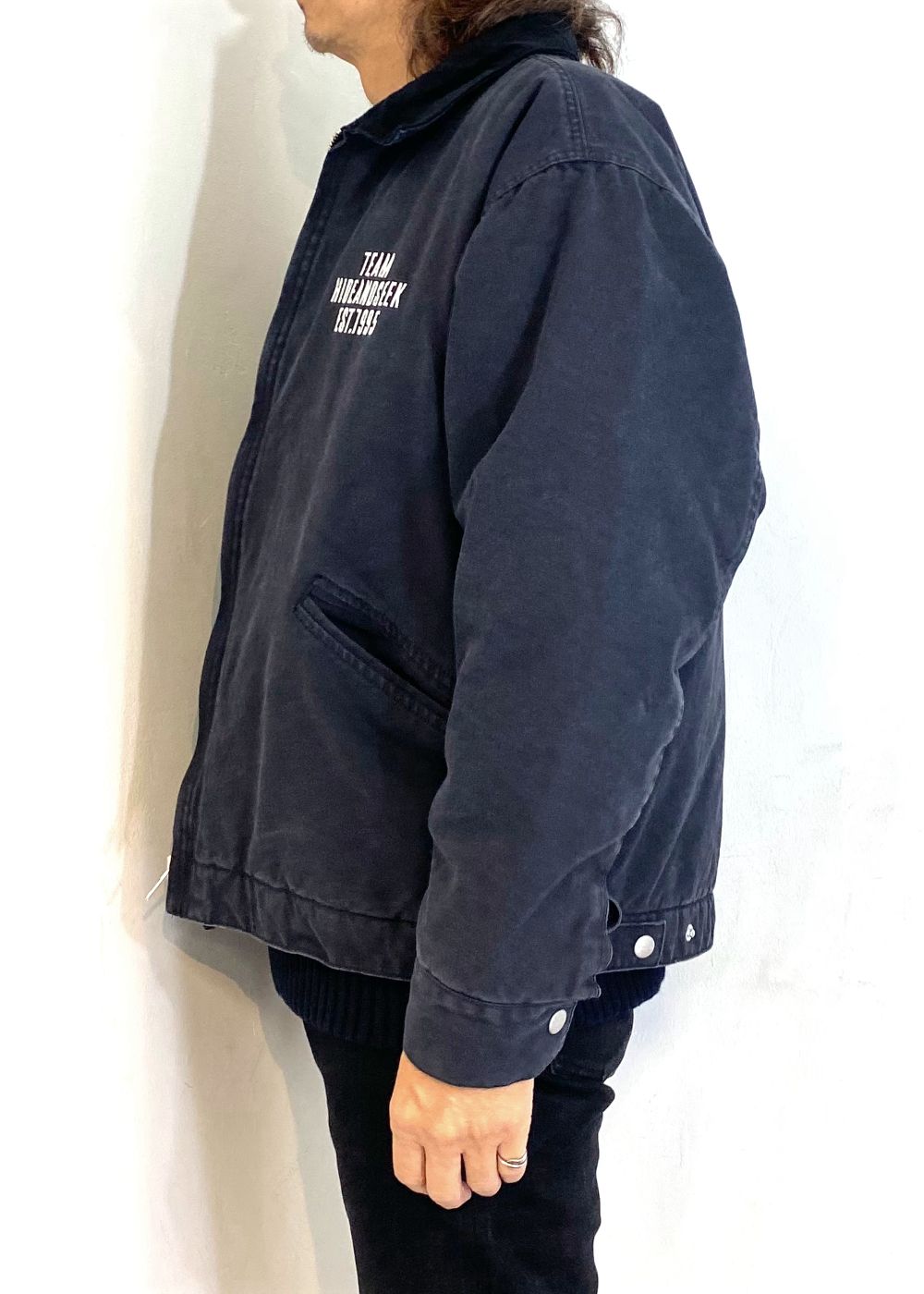 【ラスト1点】Ox Work Zip Jacket (Washed) (BLACK) / コットン オックス ワーク ジャケット