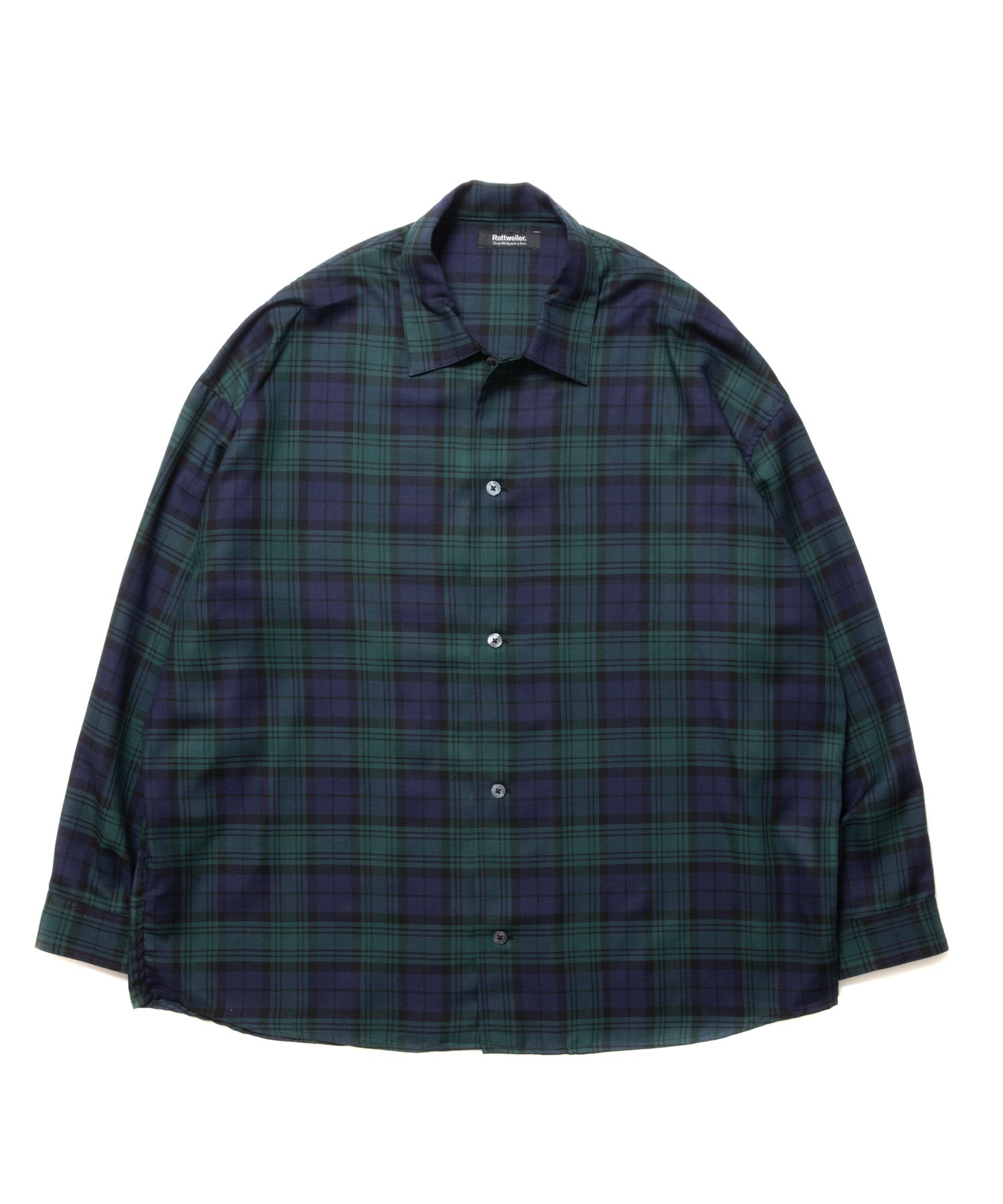 ROTTWEILER - R9 CHECK SHIRT (GREEN) / チェック オープンカラー