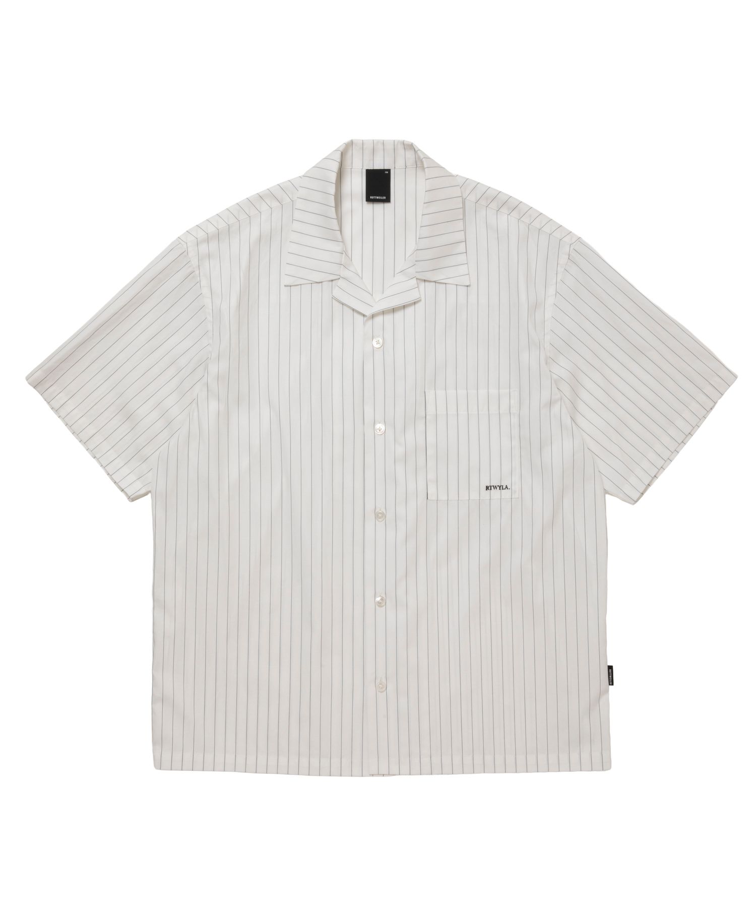 R9 STRIPE S/S SHIRTS (WHITE) / オープンカラー ストライプ シャツ