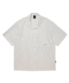R9 STRIPE S/S SHIRTS (WHITE) / オープンカラー ストライプ シャツ