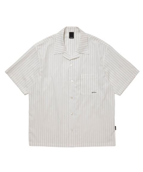 R9 STRIPE S/S SHIRTS (WHITE) / オープンカラー ストライプ シャツ