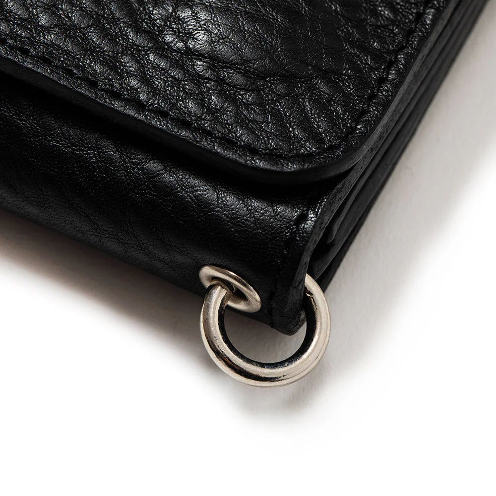 CALEE - 【ラスト1点】STUDS LEATHER FLAP HALF WALLET (BLACK) / スタッズ レザー フラップ ハーフ  ウォレット | LOOPHOLE