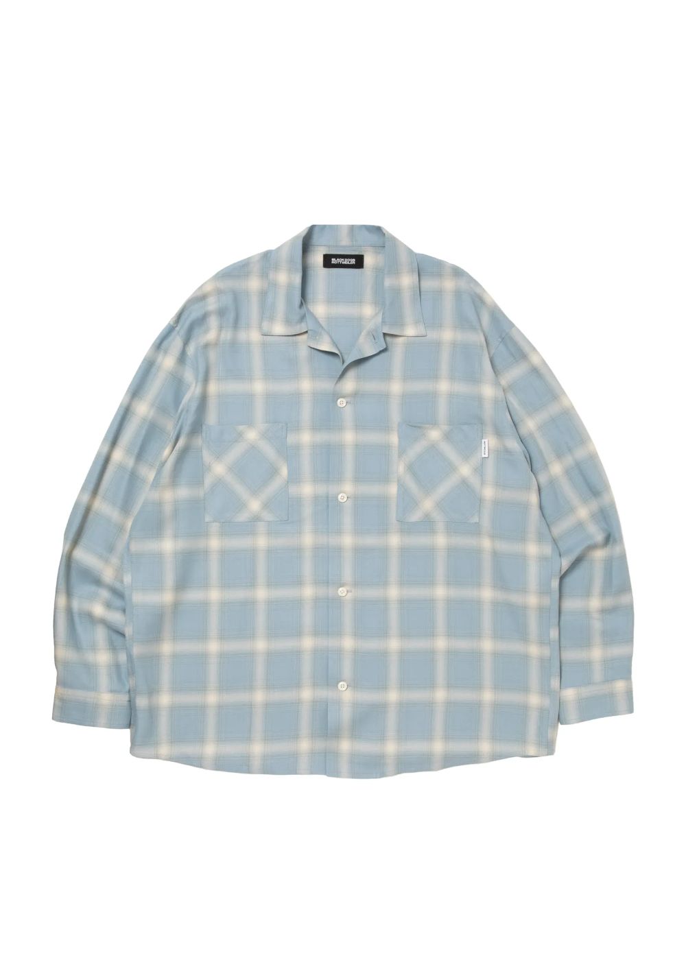 R9 OMBRE CHECK SHIRT (SAX) / オンブレチェック オープン カラー シャツ