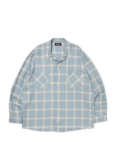 R9 OMBRE CHECK SHIRT (SAX) / オンブレチェック オープン カラー シャツ