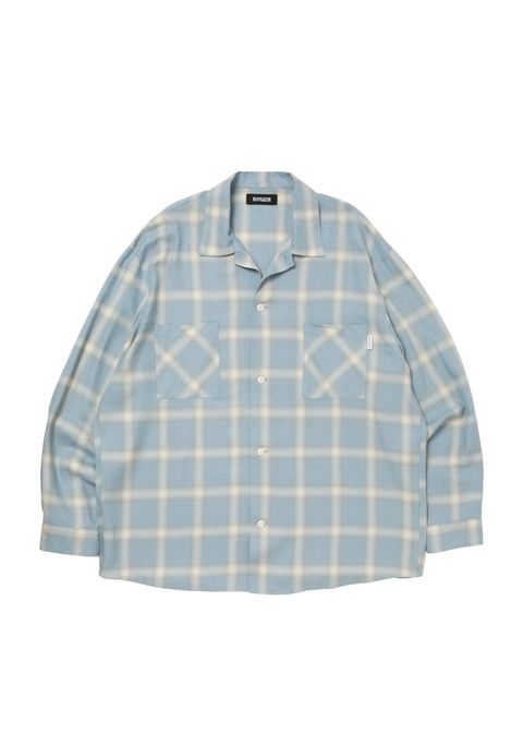 R9 OMBRE CHECK SHIRT (SAX) / オンブレチェック オープン カラー シャツ