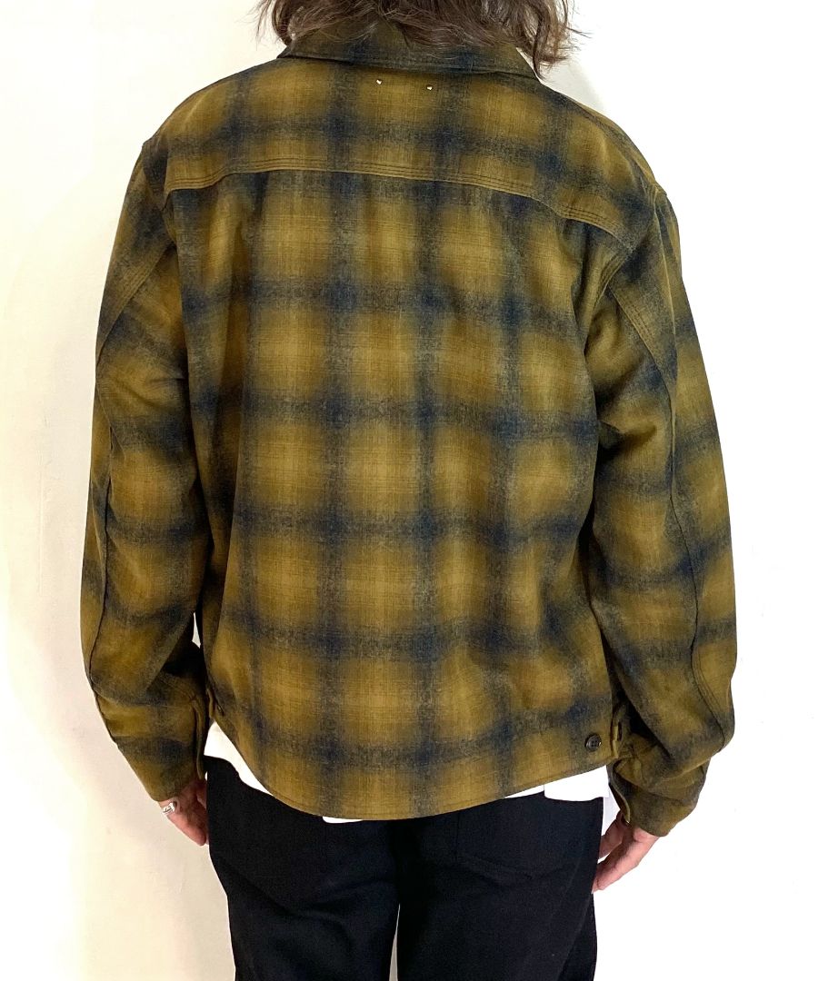 【ラスト1点】PENDLETON W.Plaid Zipup Work JKT (BRT) / ペンドルトン コラボ オンブレチェック オープンカラー ウール ジャケット