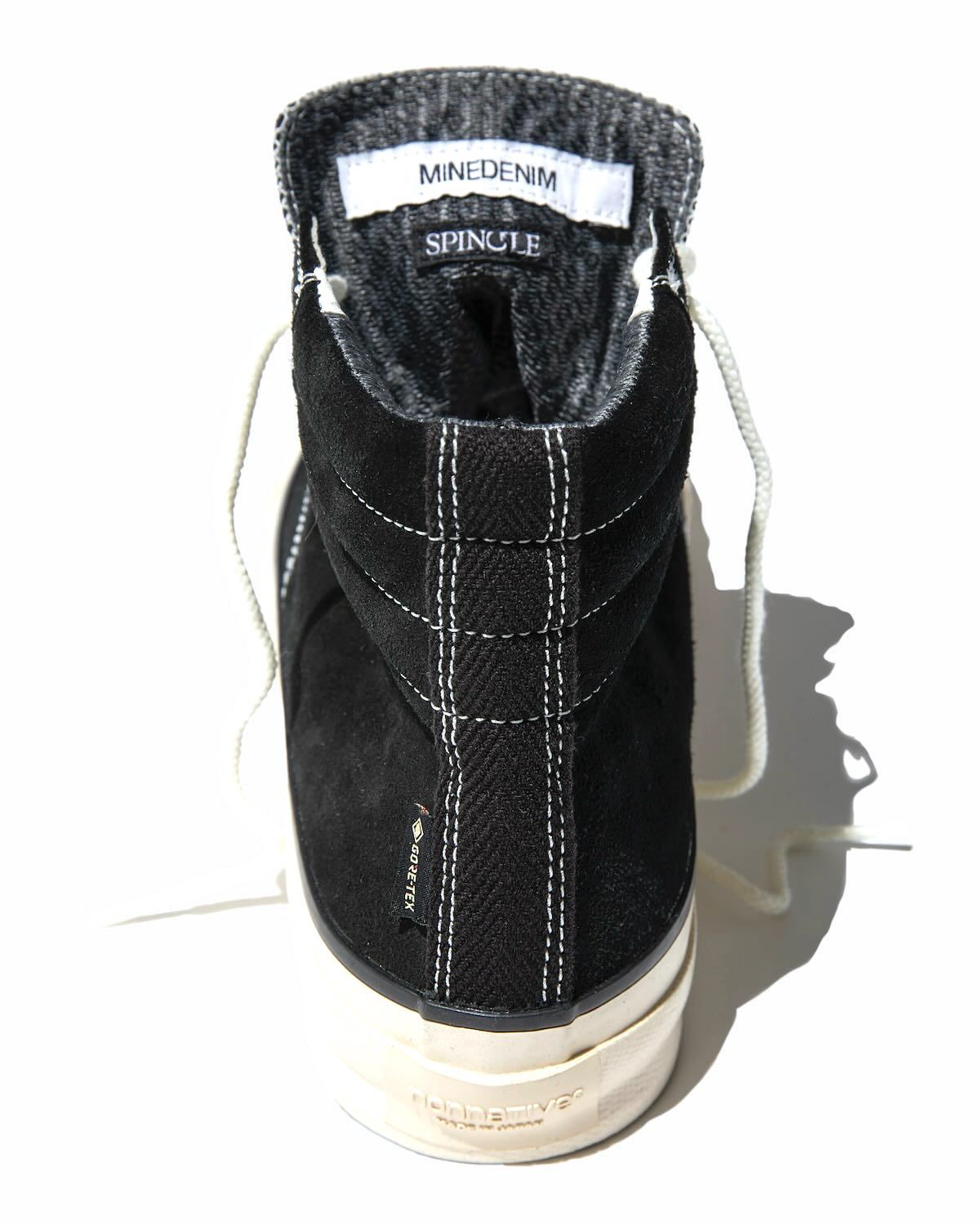 × nonnative DWELLER TRAINER 2 HI COW LEATHER WITH GORE-TEX by SPINGLE (BLACK×WHITE) / ノンネイティブ コラボスニーカー