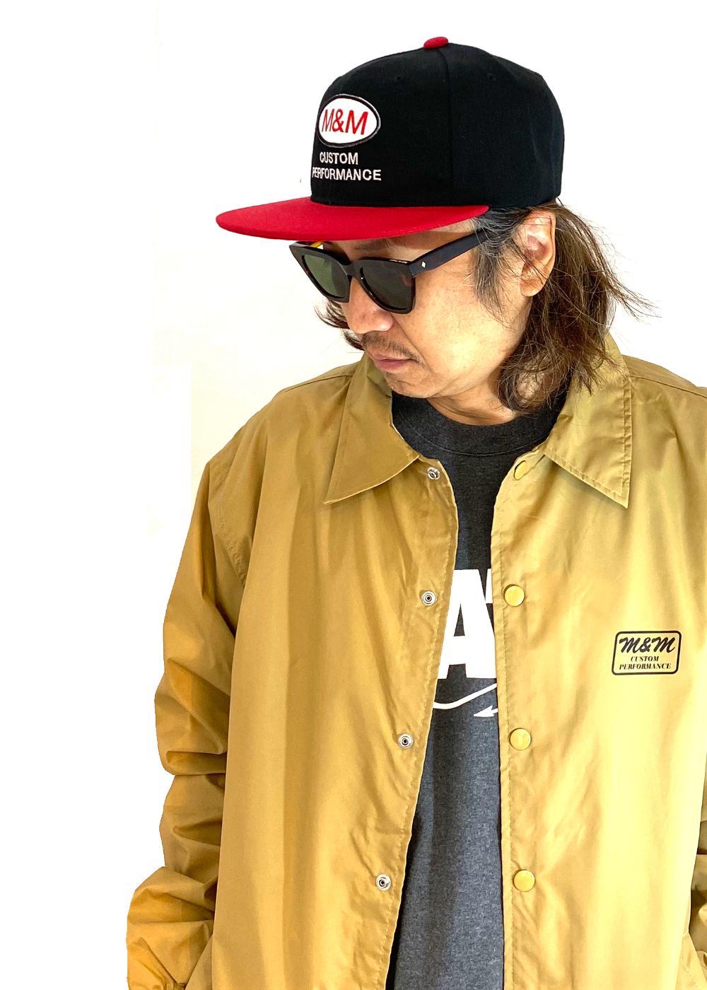 【ラスト1点】Flat Visor Cap (BLACK/RED) / ロゴ ワッペン ベースボール キャップ