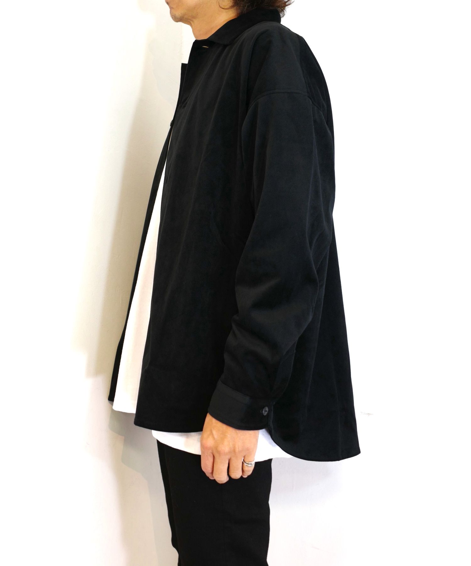 ROTTWEILER - R9 VELOR SHIRT (BLACK) / ベロア オープンカラーシャツ