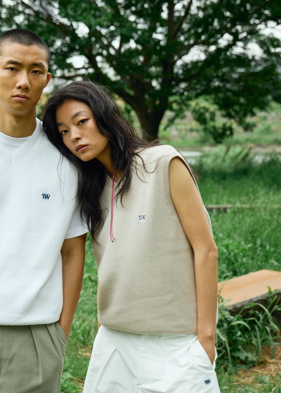 GDC×TW Cotton Knit Vest (BEIGE) / ×TW コラボ ニット ベスト