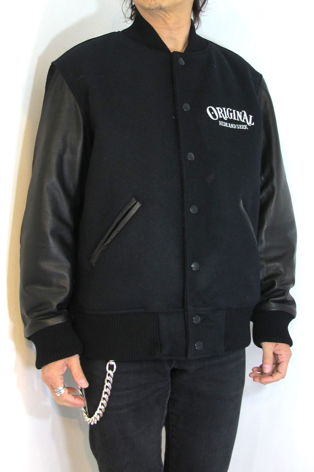 HIDE AND SEEK - ×TENDERLOIN VERSITY JKT (BLACK) / テンダーロイン