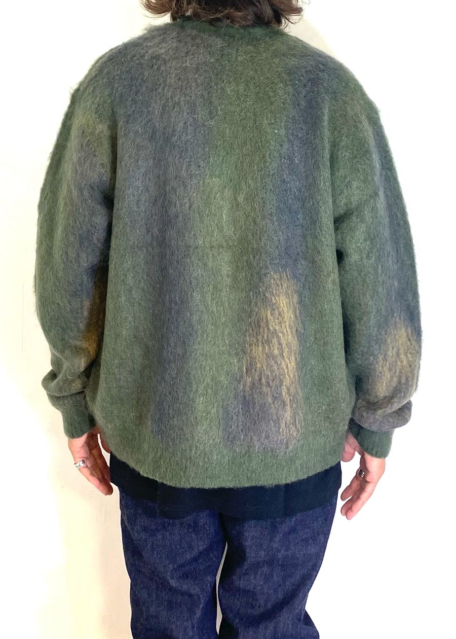PATERNED CARDIGAN (GREEN) / オリジナル パターン柄 モヘア カーディガン