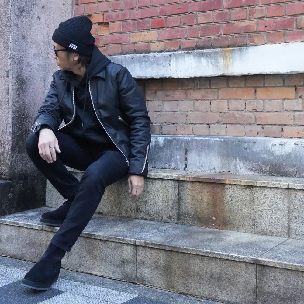 【ラスト1点】Black Coating Denim Riders JKT (BLT) / ブラック コーティング デニム ライダース ジャケット