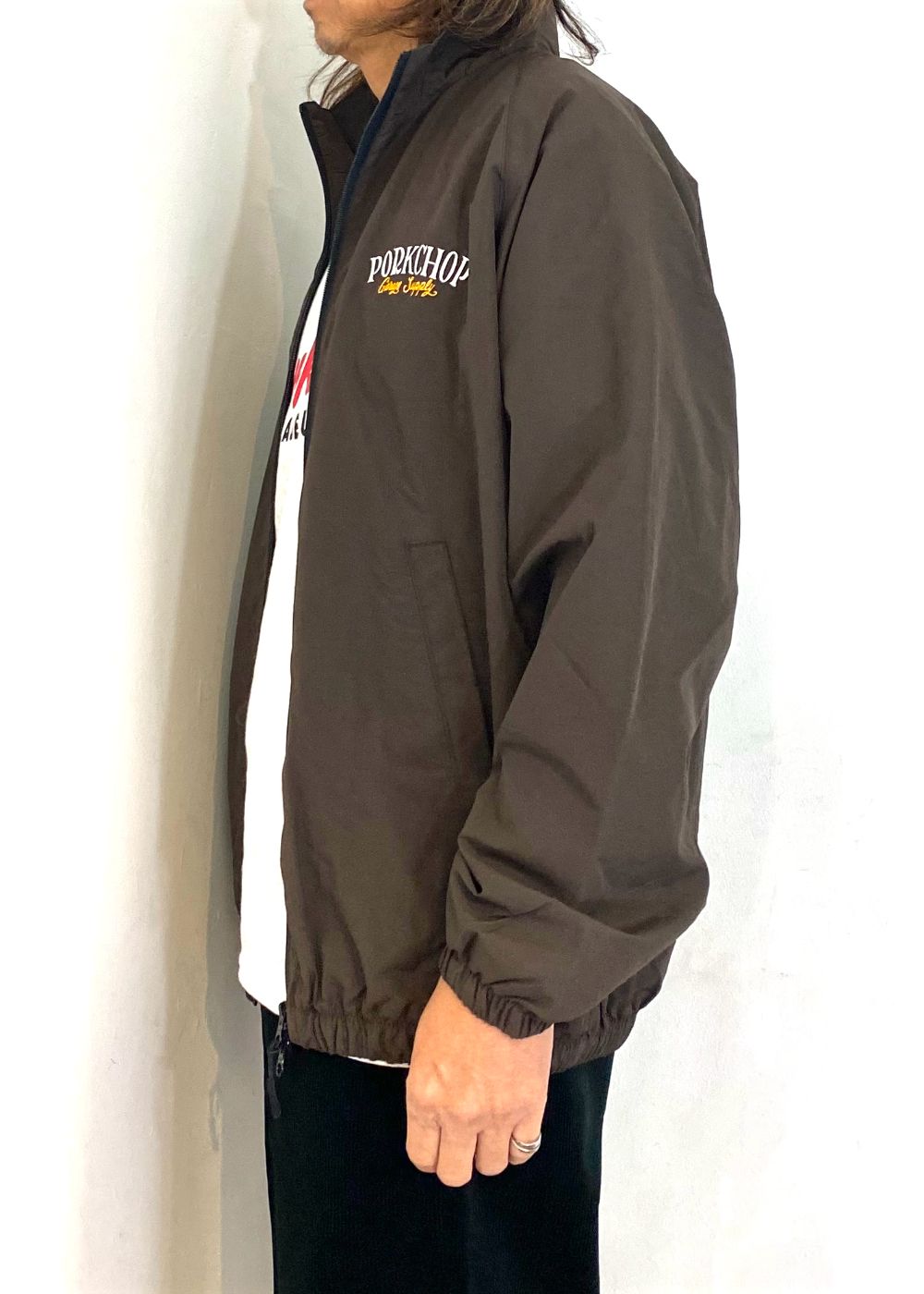 PORK BACK NYLON JKT (DARK BROWN) / ポークバック ナイロン トラック ジャケット
