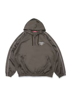 JERSEY HALF ZIP HOODED (BROWN) / ラインジャージ ハーフジップパーカー