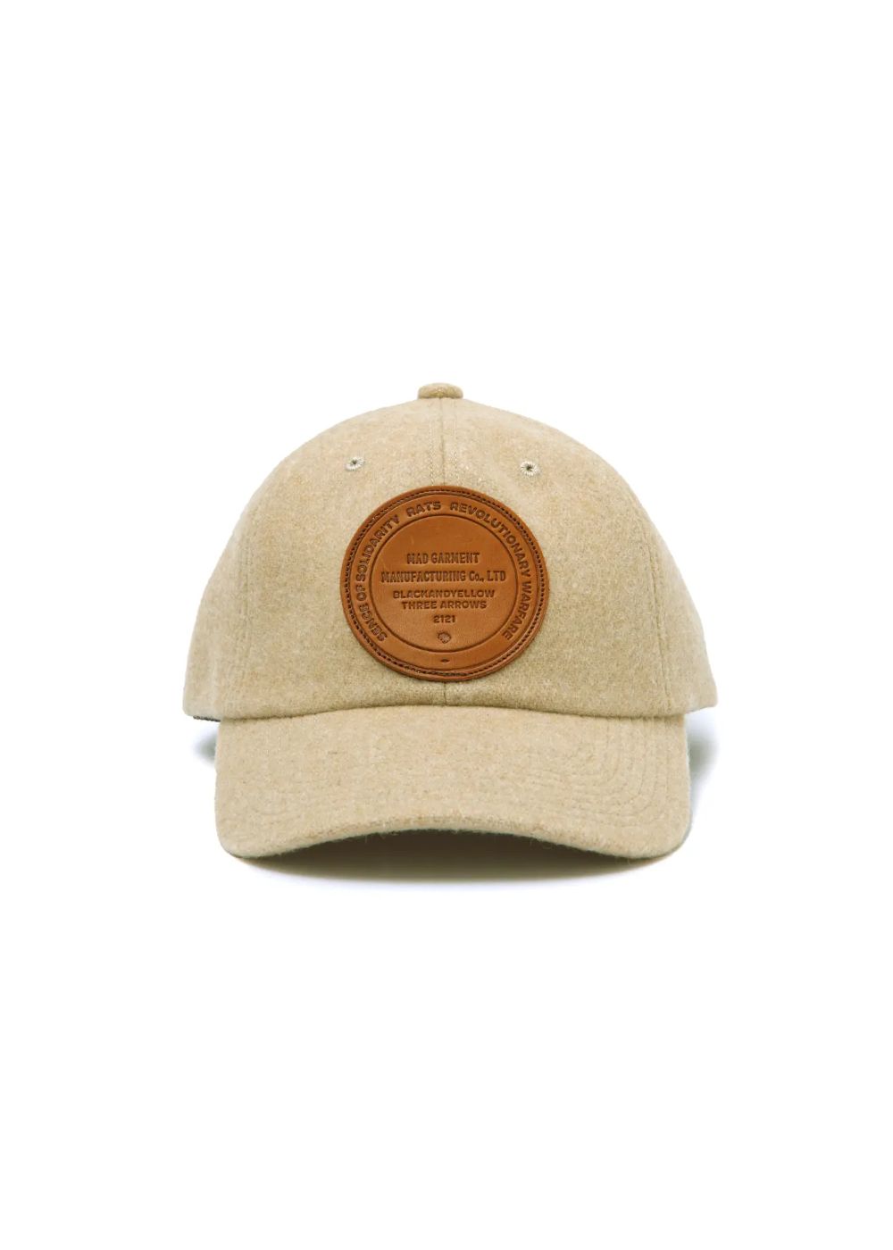 【ラスト1点】WOOL LEATHER PATCH CAP (BEIGE) / レザーワッペン ベースボールキャップ