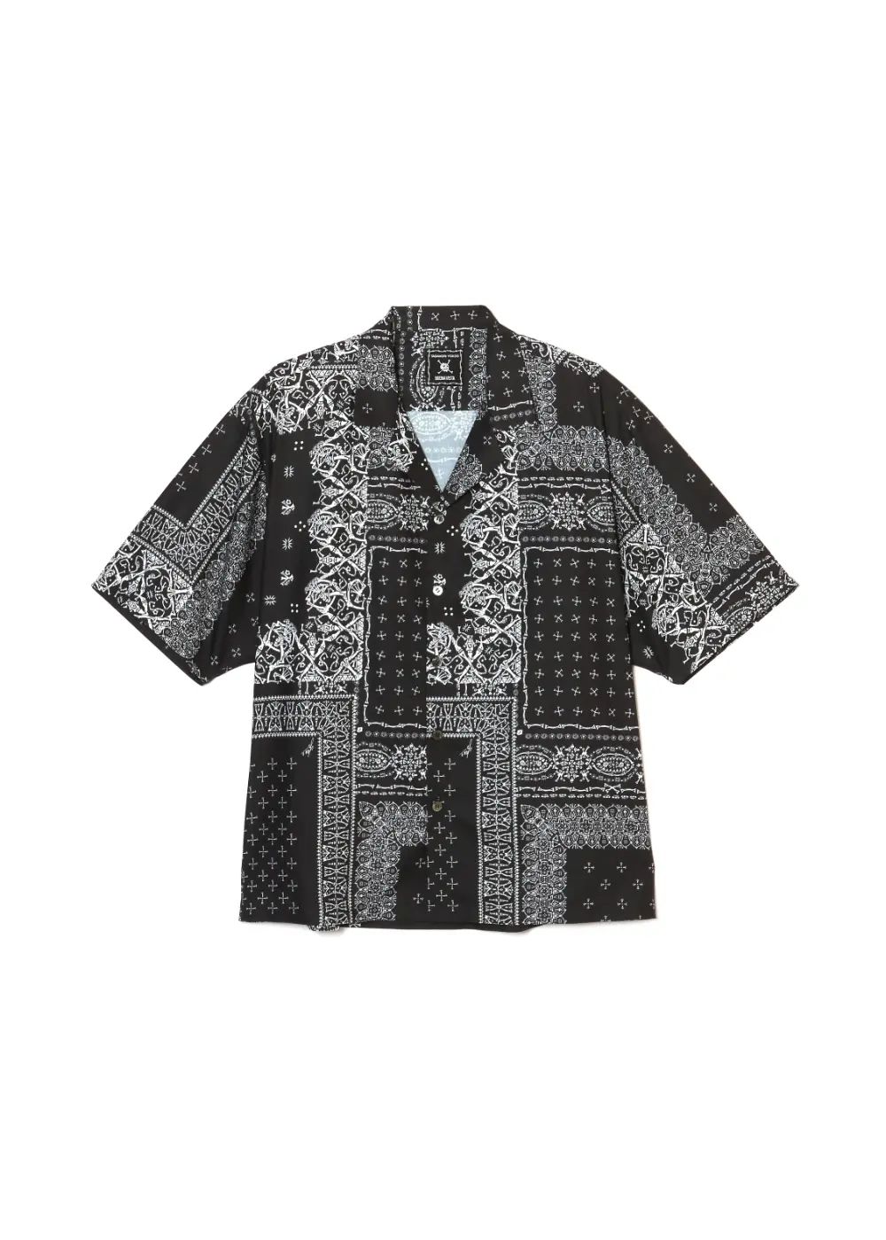 髑髏 bandana S/S shirts (BLACK) / ×横尾忠則 髑髏バンダナ柄 コラボ シャツ