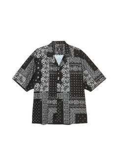 髑髏 bandana S/S shirts (BLACK) / ×横尾忠則 髑髏バンダナ柄 コラボ シャツ