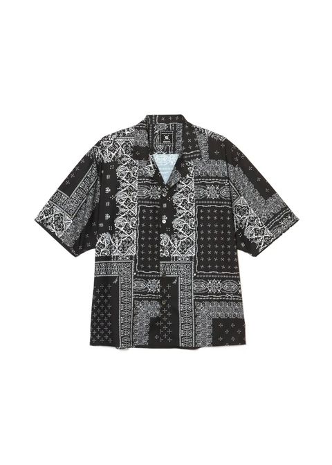髑髏 bandana S/S shirts (BLACK) / ×横尾忠則 髑髏バンダナ柄 コラボ シャツ