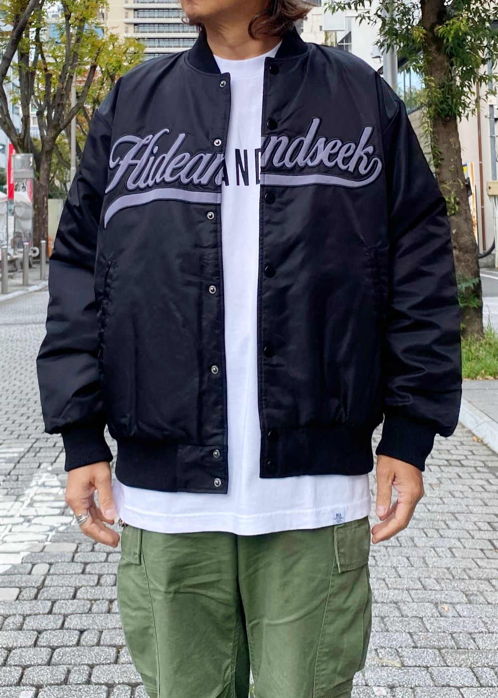 Nylon Varsity Jacket (BLACK) / オリジナル ナイロン スタジャン