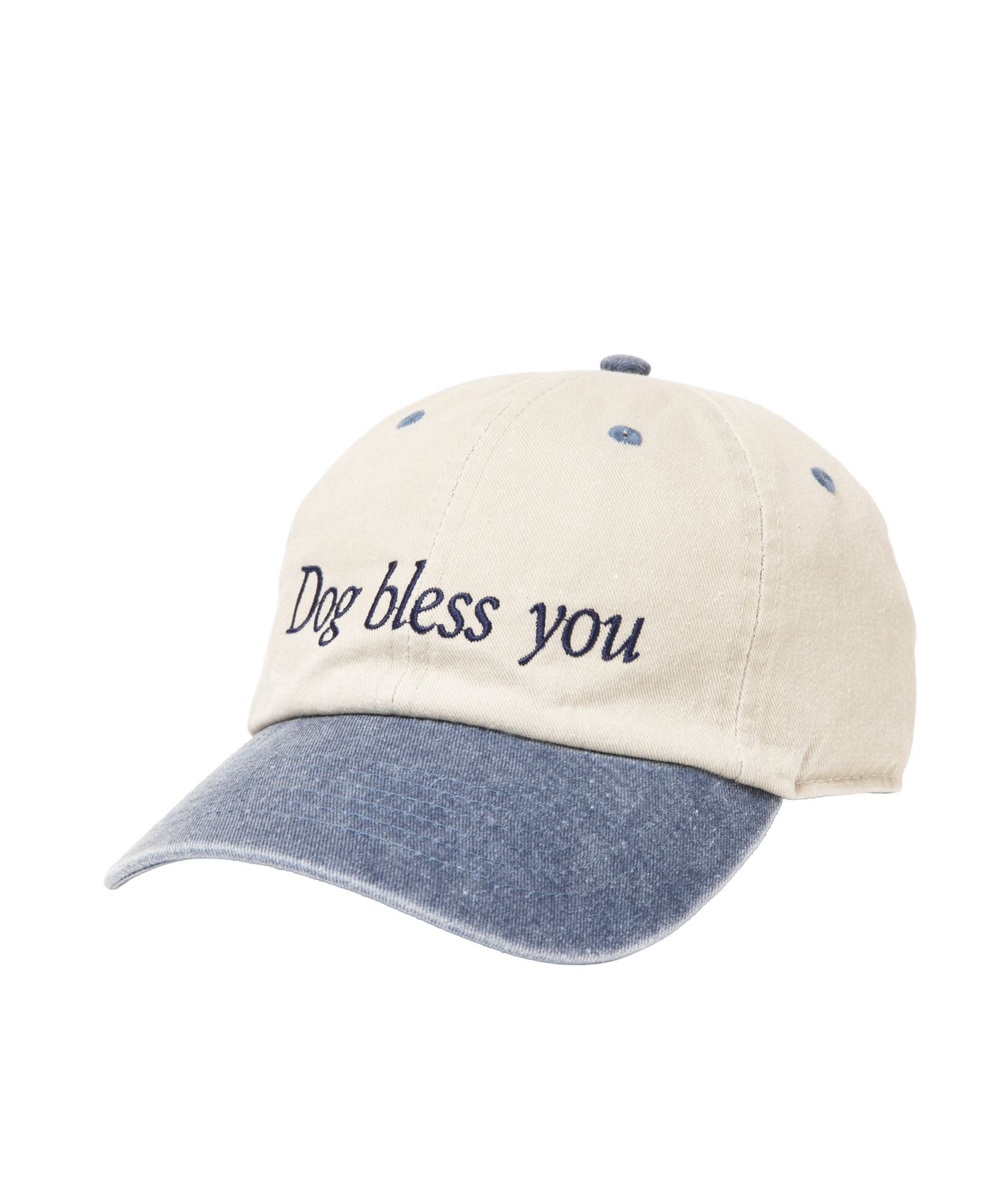 DOG BLESS CAP (BEIGE) / ロゴ刺繍 ダッド キャップ。
